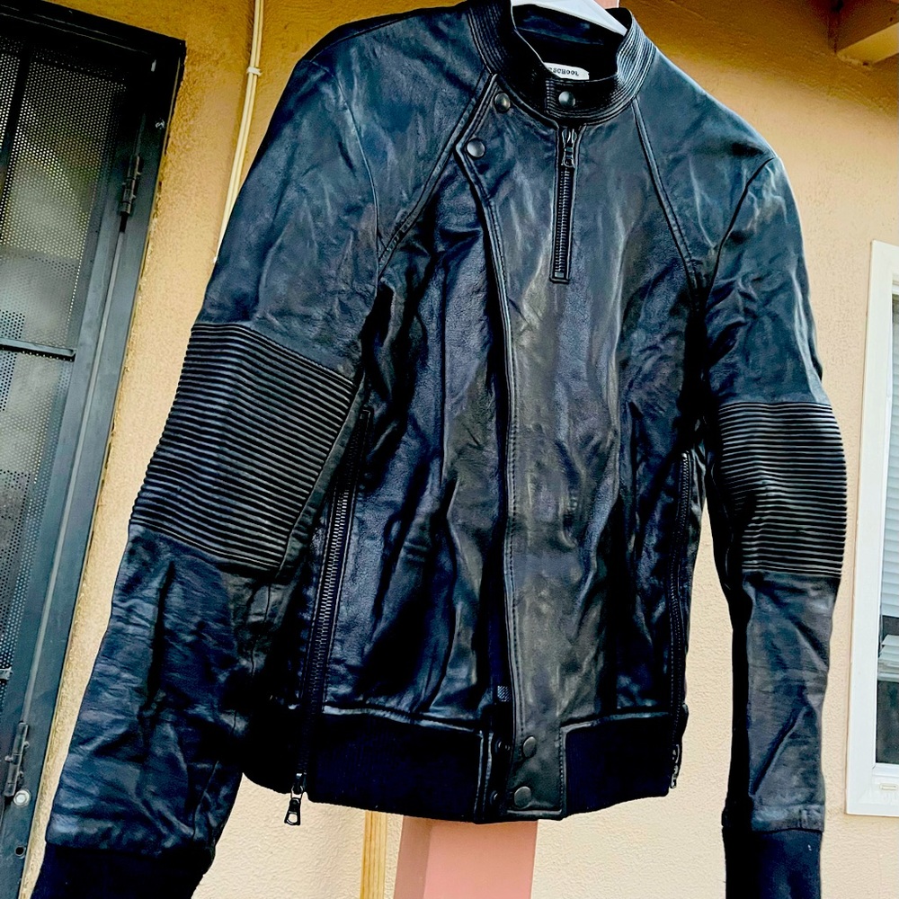 PUBLIC SCHOOL Leather Moto Biker Cafe Racer Bomber